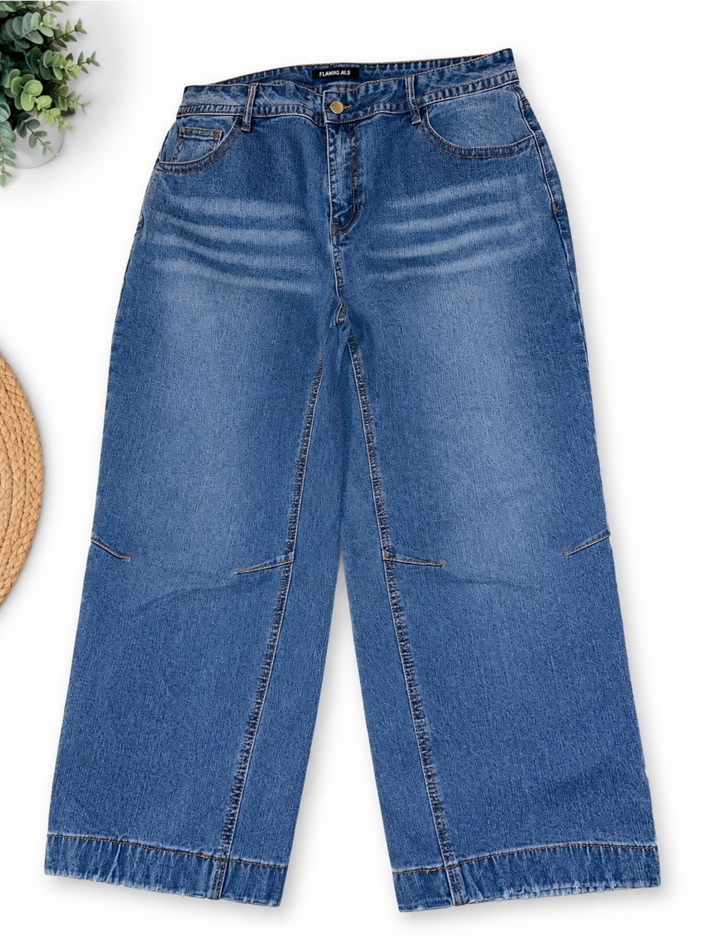 Flamingals  Wide Leg Cropped Jeans Women’s 2XL Stretch Denim High Rise